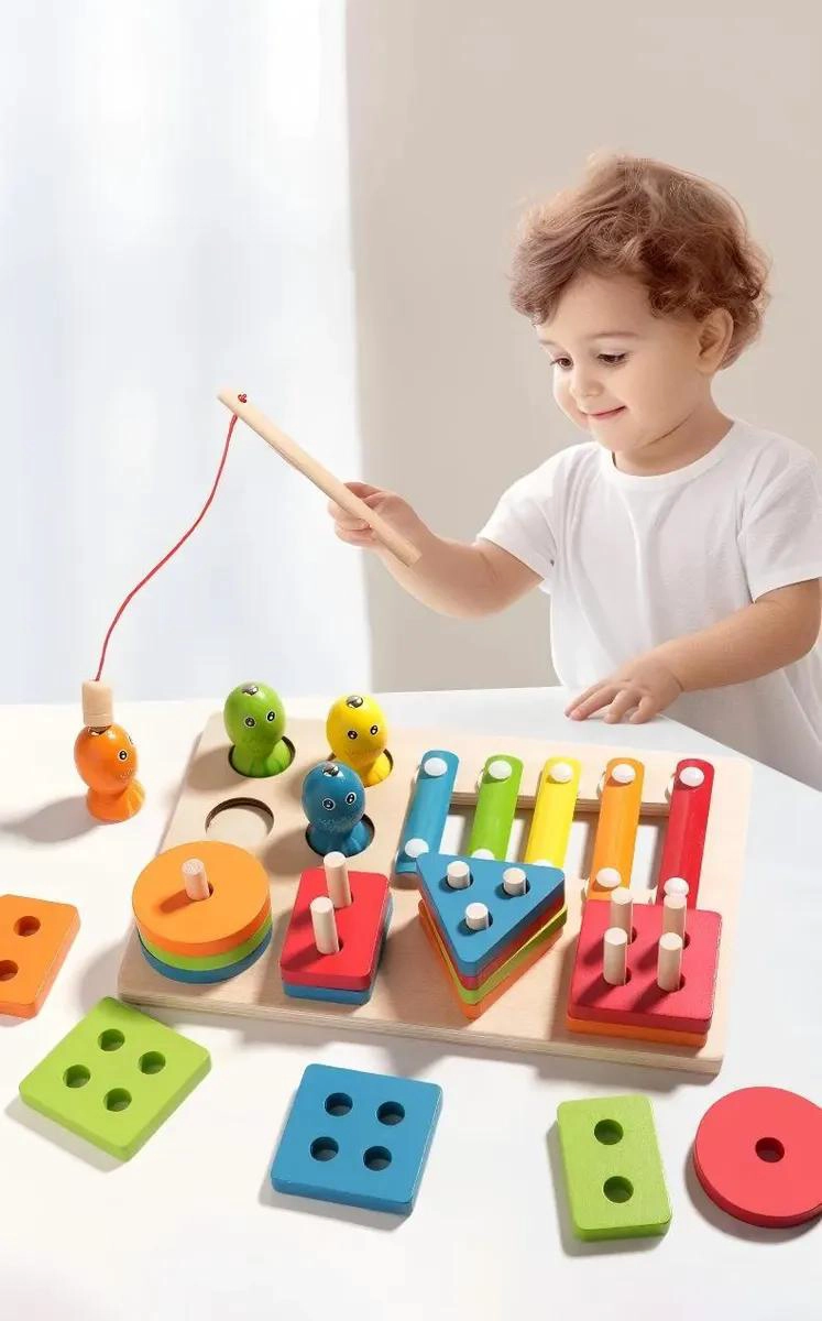 JUEGO EDUCATIVO MONTESSORI 7 EN 1 DE MADERA PARA NIÑOS - 2