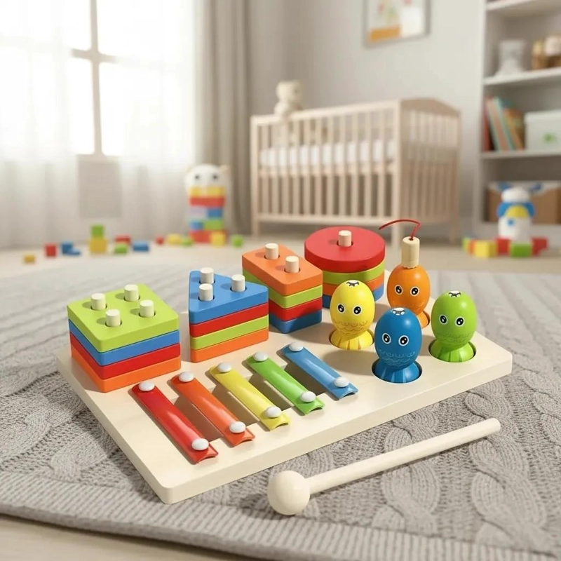JUEGO EDUCATIVO MONTESSORI 7 EN 1 DE MADERA PARA NIÑOS - 6