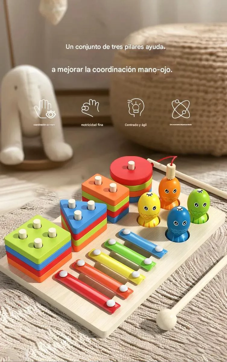 JUEGO EDUCATIVO MONTESSORI 7 EN 1 DE MADERA PARA NIÑOS - 7