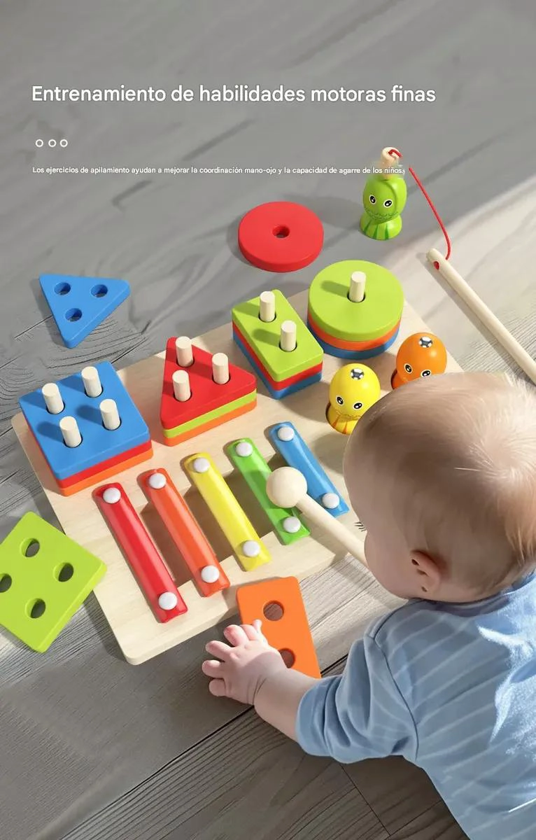 JUEGO EDUCATIVO MONTESSORI 7 EN 1 DE MADERA PARA NIÑOS - 9
