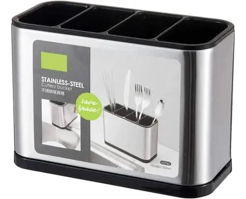 ORGANIZADOR DE CUBIERTOS DE ACERO CON CUATRO COMPARTIMENTOS PARA COCINA - 1