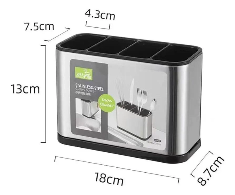 ORGANIZADOR DE CUBIERTOS DE ACERO CON CUATRO COMPARTIMENTOS PARA COCINA - 3