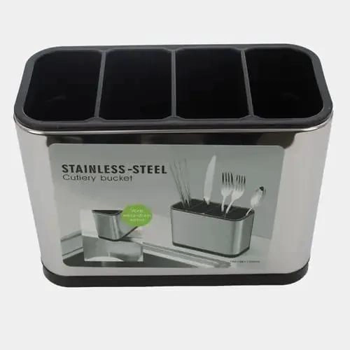 ORGANIZADOR DE CUBIERTOS DE ACERO CON CUATRO COMPARTIMENTOS PARA COCINA - 4