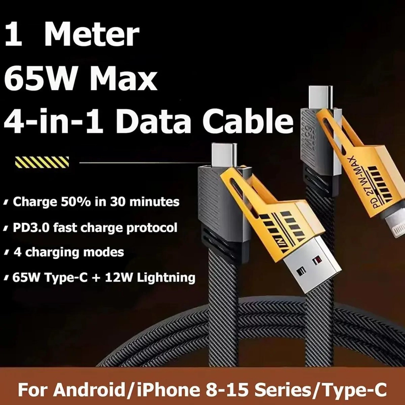 CABLE DE CARGA RAPIDA 4 EN 1 PARA IPHONE Y ANDROID - 9