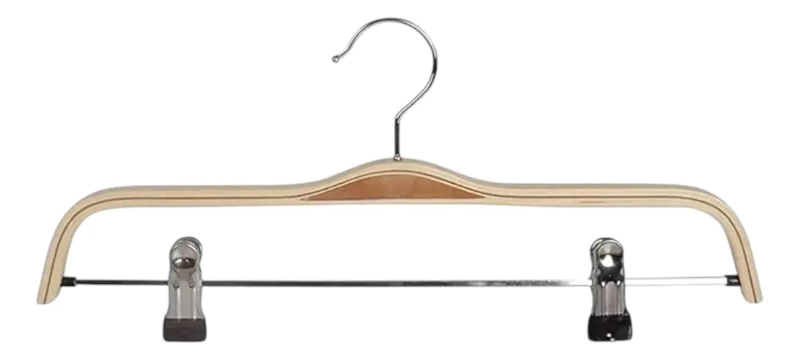 PACK DE 10 PERCHAS DE MADERA CON CLIPS PARA ROPA - 1