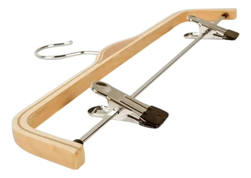 PACK DE 10 PERCHAS DE MADERA CON CLIPS PARA ROPA - 2