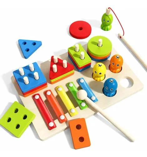 JUEGO EDUCATIVO MONTESSORI 7 EN 1 DE MADERA PARA NIÑOS - 1