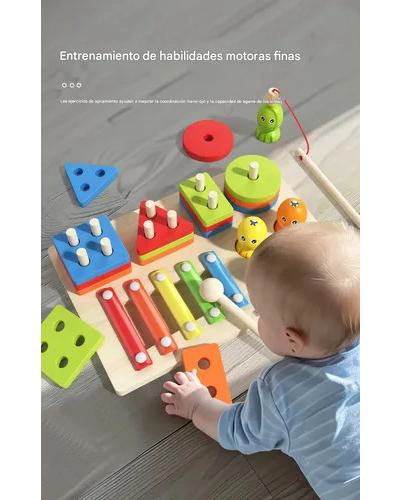 JUEGO EDUCATIVO MONTESSORI 7 EN 1 DE MADERA PARA NIÑOS - 5