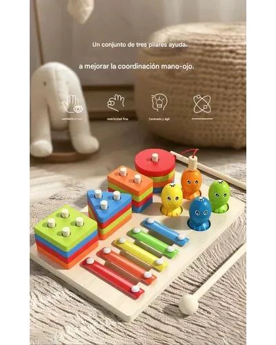 JUEGO EDUCATIVO MONTESSORI 7 EN 1 DE MADERA PARA NIÑOS - 9