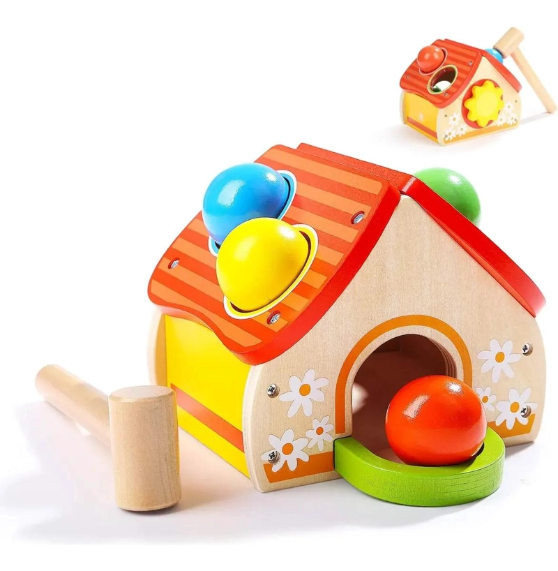 JUGUETE MARTILLO DIDACTICO DE MADERA PARA NIÑOS - 1