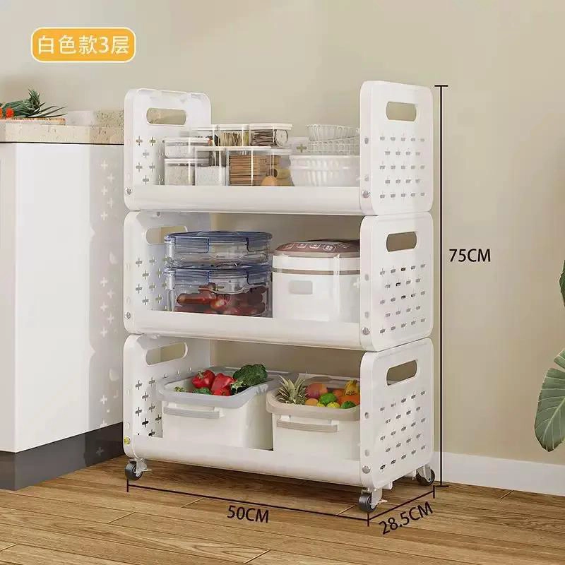 CARRITO ORGANIZADOR DE 3 NIVELES CON RUEDAS Y ESTANTE BLANCO - 2