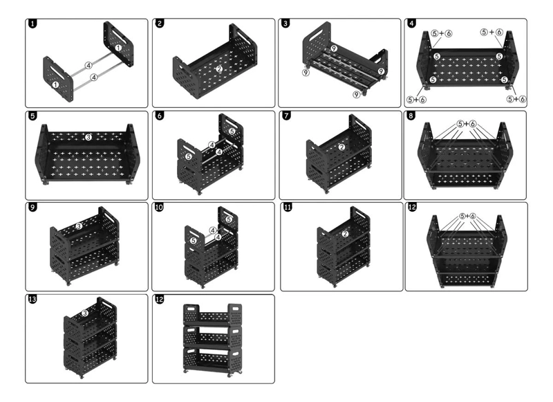 CARRITO ORGANIZADOR DE 3 NIVELES CON RUEDAS Y ESTANTE BLANCO - 7