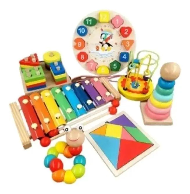 JUGUETES EDUCATIVOS DE MADERA PARA APRENDIZAJE INFANTIL PACK 7 - 1