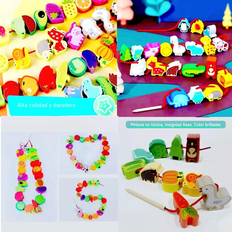 SET DE ENHEBRADO DE ANIMALES Y FRUTAS PARA NIÑOS - 8