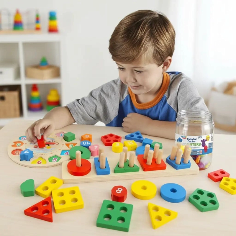 JUGUETES DE MADERA MONTESSORI PARA APRENDIZAJE INFANTIL - 4