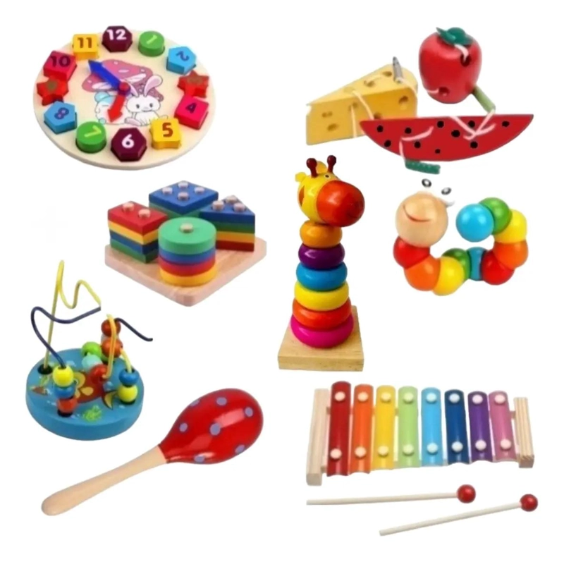 SET DE JUGUETES DIDACTICOS DE MADERA PARA BEBE S - 1