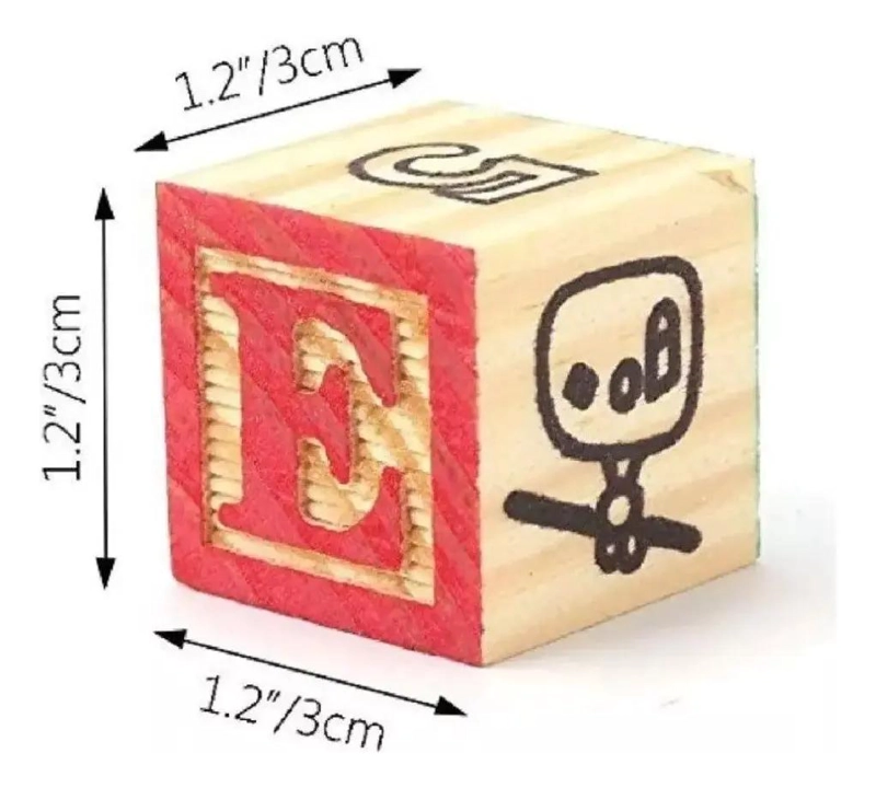 CUBO DE MADERA EDUCATIVO CON LETRAS Y NUMEROS 48 PIEZAS - 1