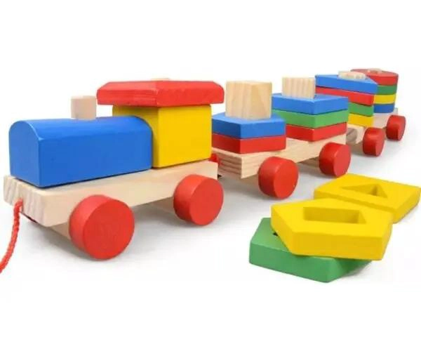 TREN DE MADERA CON PIEZAS GEOME TRICAS PARA NIÑOS - 4