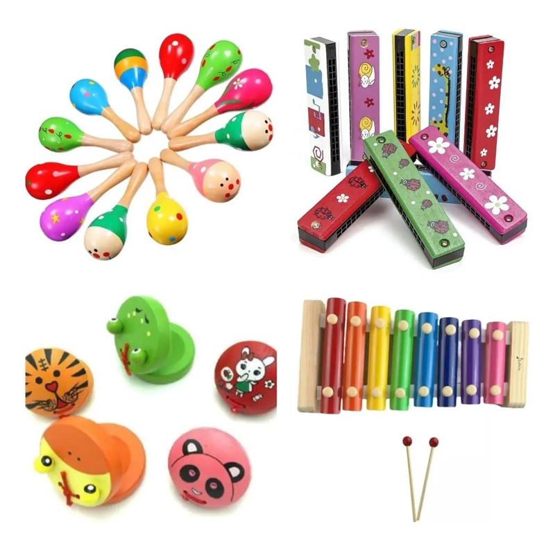 PACK DE 4 INSTRUMENTOS MUSICALES DE MADERA PARA NIÑOS - 1