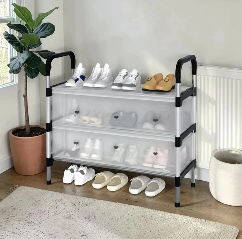 ZAPATERO ORGANIZADOR MODERNO DE 3 NIVELES Y 2 PUERTAS - 1