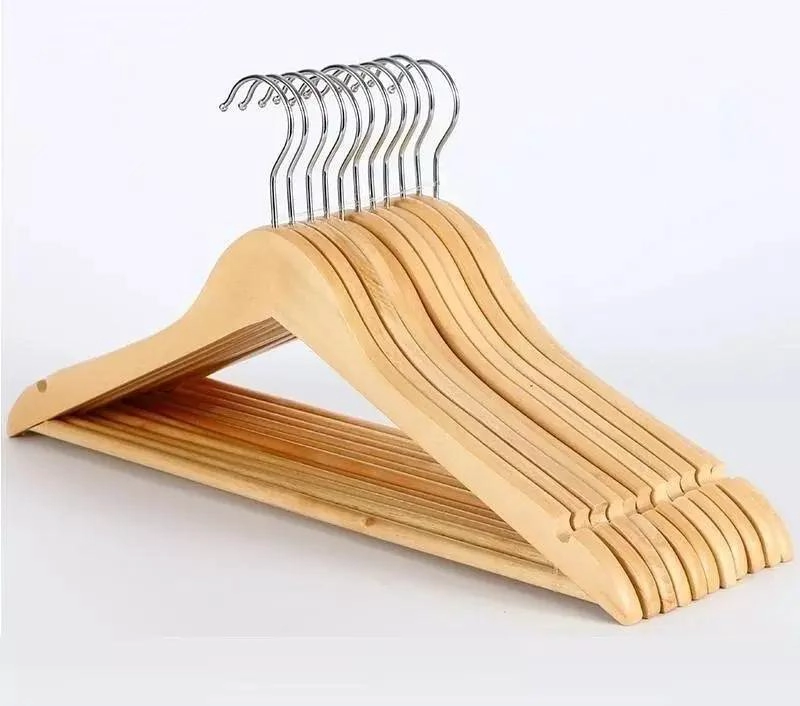 PACK DE 10 COLGADORES DE MADERA PARA ROPA CON GANCHOS - 3
