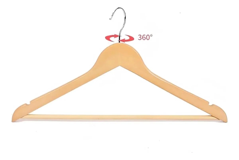 PACK DE 10 COLGADORES DE MADERA PARA ROPA CON GANCHOS - 4