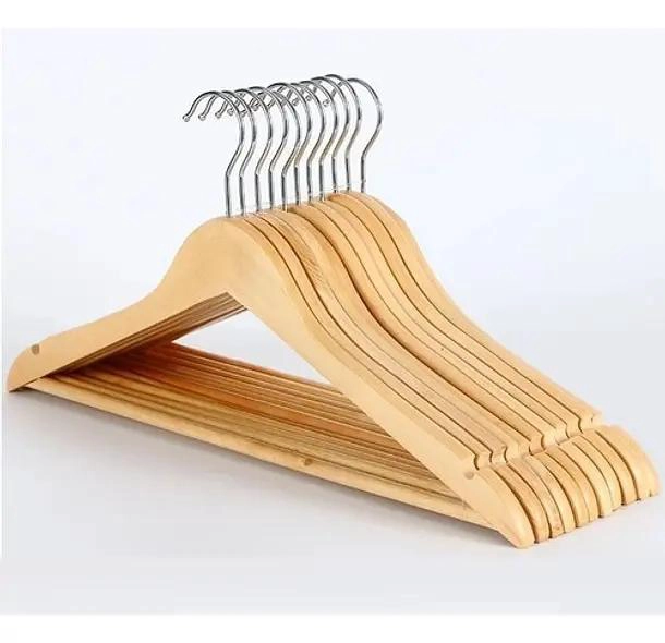 PACK DE 10 COLGADORES DE MADERA PARA ROPA CON GANCHOS - 6