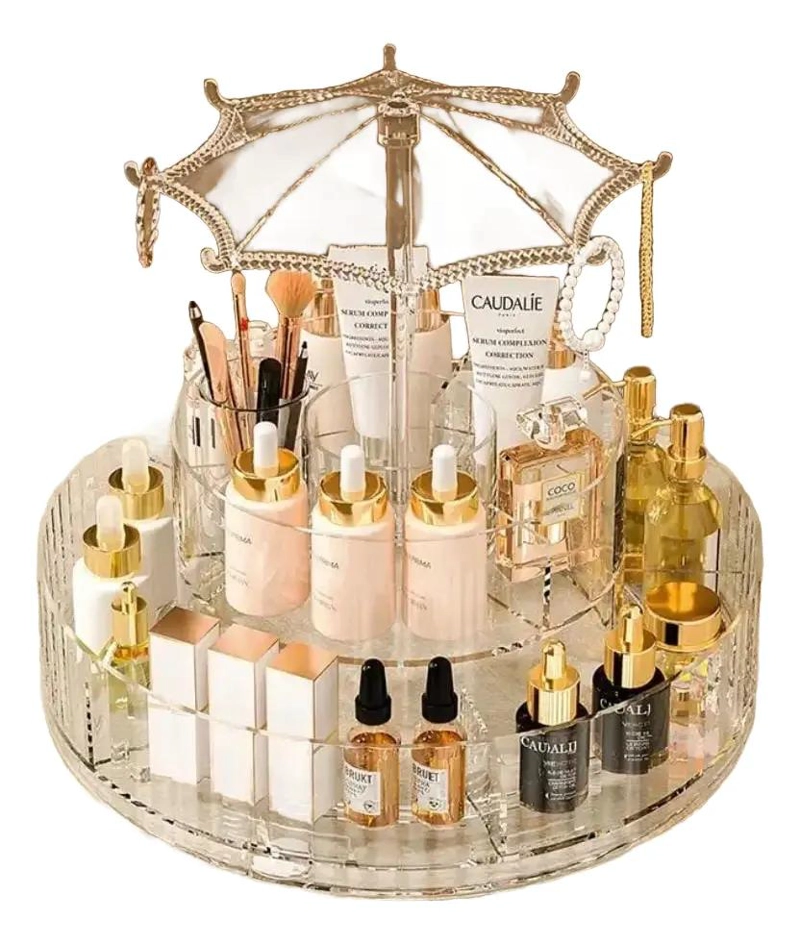 ORGANIZADOR GIRATORIO 360 PARA MAQUILLAJE CON 10 COMPARTIMENTOS - 1