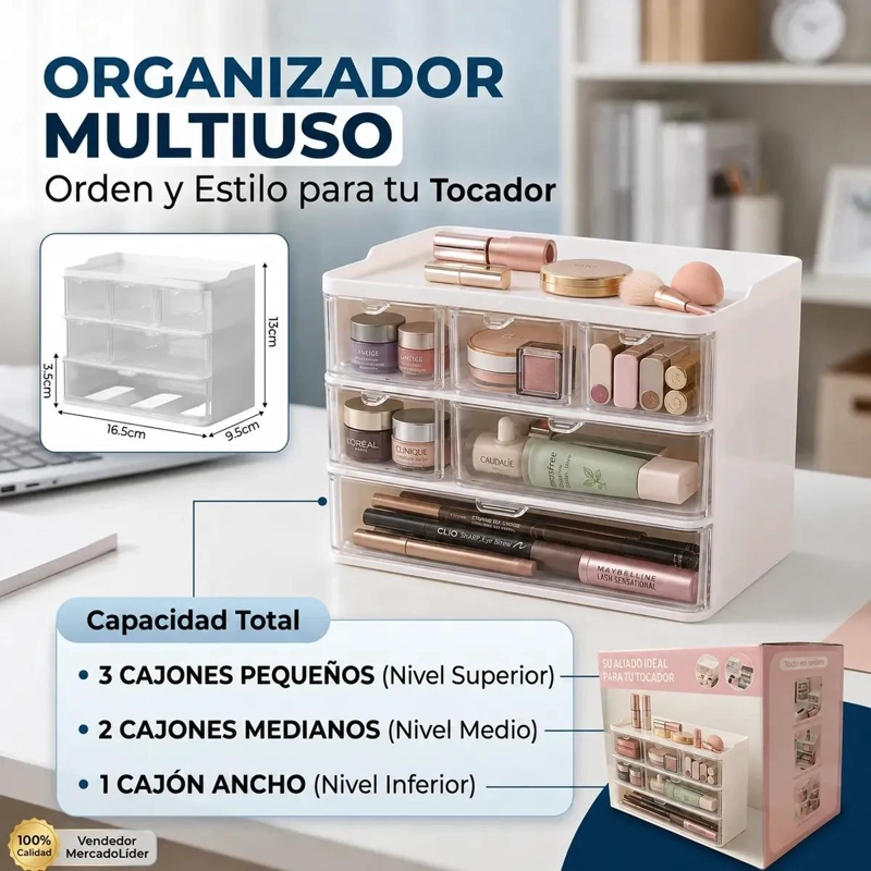 ORGANIZADOR COMPACTO 3X3 PARA COSME TICOS Y ACCESORIOS - 2