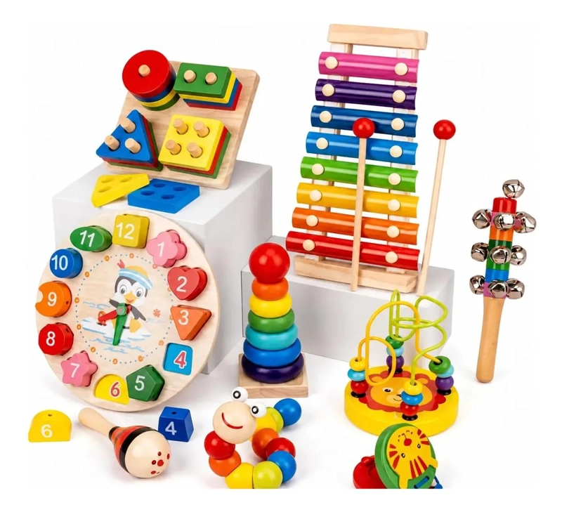 SET DE JUGUETES DIDACTICOS DE MADERA PARA APRENDIZAJE INFANTIL - 1