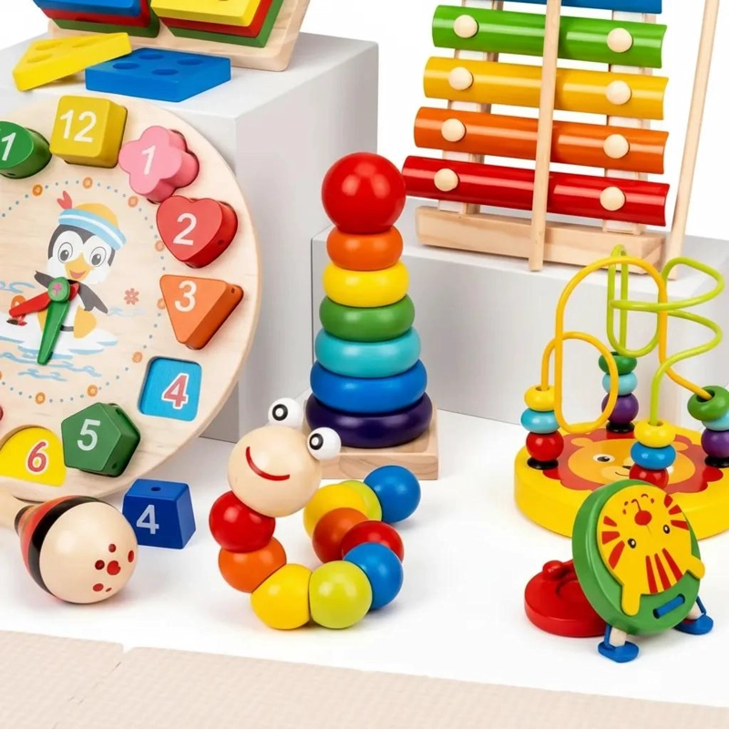 SET DE JUGUETES DIDACTICOS DE MADERA PARA APRENDIZAJE INFANTIL - 4