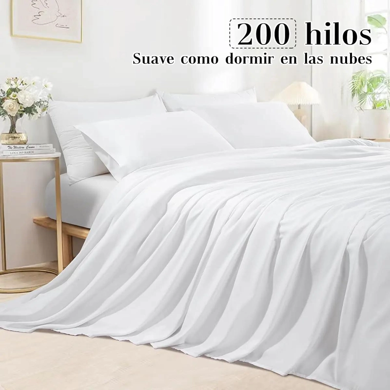 JUEGO DE SABANAS 2 PLAZAS AJUSTABLE Y SUAVE DE 4 PIEZAS - 10