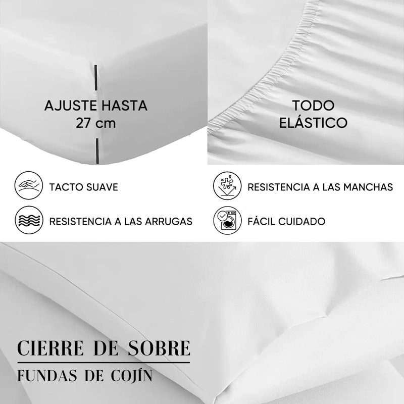 JUEGO DE SABANAS 2 PLAZAS AJUSTABLE Y SUAVE DE 4 PIEZAS - 5