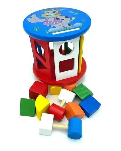 CILINDRO DE ENCAJE DE MADERA PARA NIÑOS CON FIGURAS GEOME TRICAS - 2