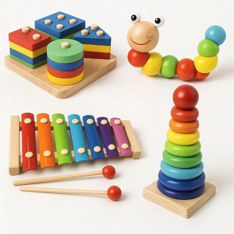 PACK DE JUGUETES DIDACTICOS DE MADERA PARA BEBE S - 2