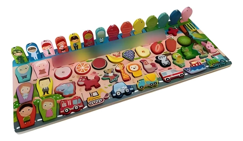 TABLERO MULTIFUNCIONAL DE MADERA PARA APRENDIZAJE INFANTIL - 3