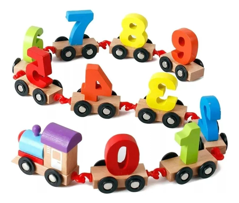 TREN DIDACTICO DE MADERA CON NUMEROS PARA APRENDIZAJE INFANTIL - 1