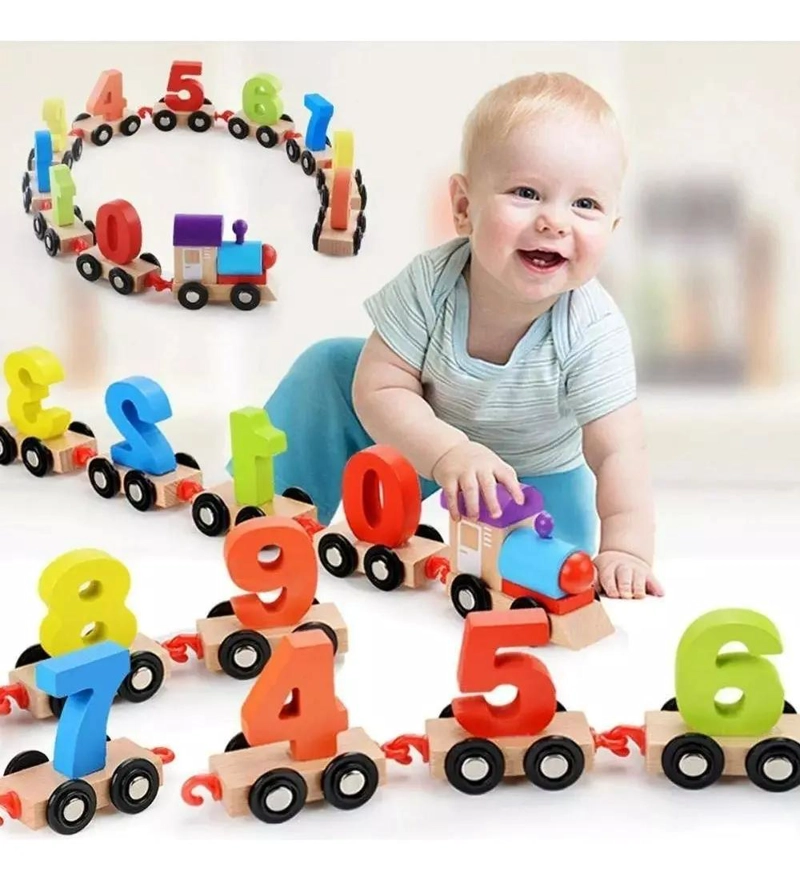 TREN DIDACTICO DE MADERA CON NUMEROS PARA APRENDIZAJE INFANTIL - 7