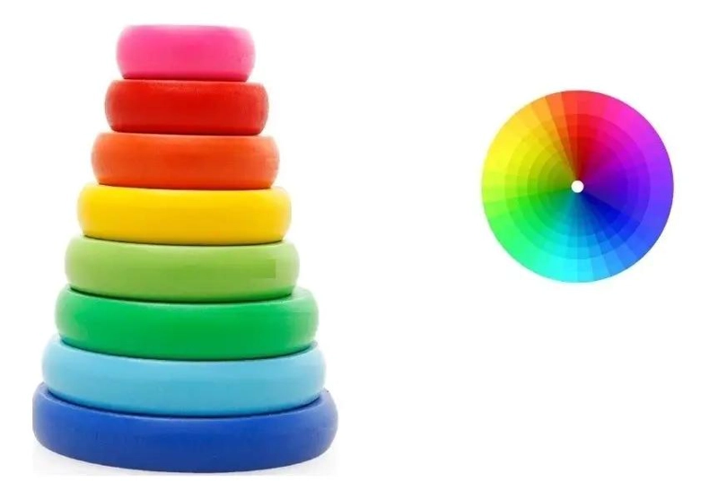 TORRE DE ANILLOS DE MADERA PARA DESARROLLO INFANTIL - 2