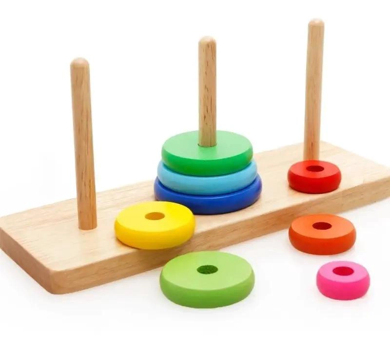 TORRE DE ANILLOS DE MADERA PARA DESARROLLO INFANTIL - 3