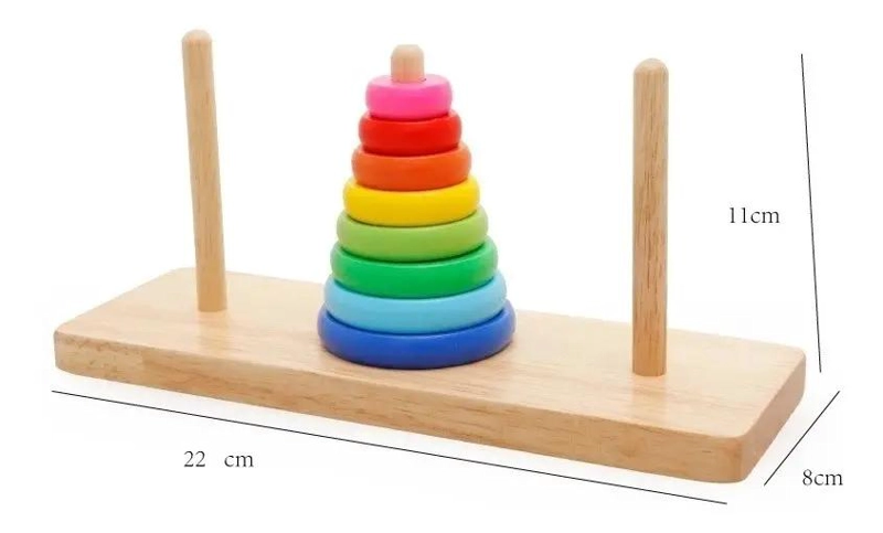 TORRE DE ANILLOS DE MADERA PARA DESARROLLO INFANTIL - 6