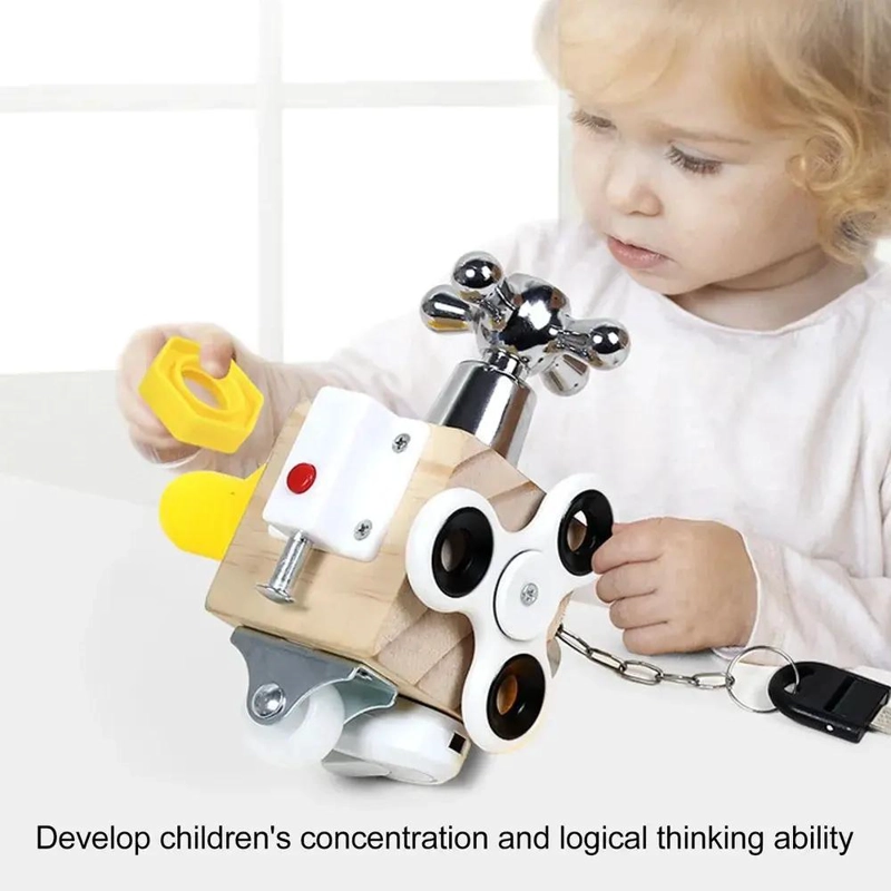CUBO SENSORIAL INTERACTIVO PARA BEBE S CON TEXTURAS Y LLAVE - 1