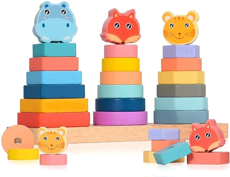 JUGUETE DIDACTICO DE APILAMIENTO DE MADERA PARA NIÑOS - 3