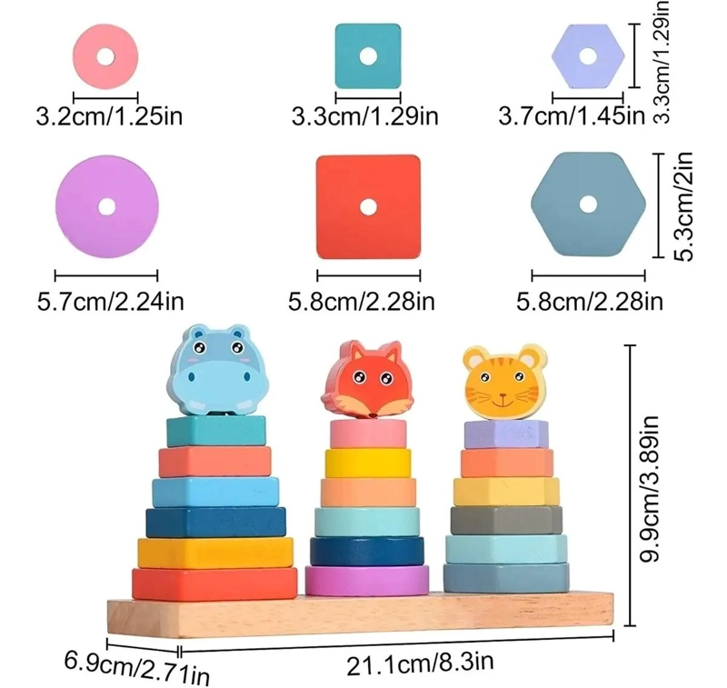 JUGUETE DIDACTICO DE APILAMIENTO DE MADERA PARA NIÑOS - 4