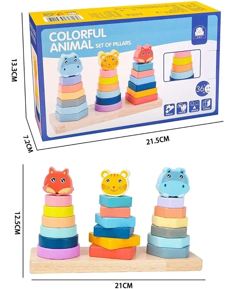 JUGUETE DIDACTICO DE APILAMIENTO DE MADERA PARA NIÑOS - 6