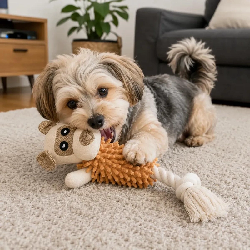 PELUCHE MORDEDOR PARA PERRO CON CUERDA Y SONIDO 39CM - 2