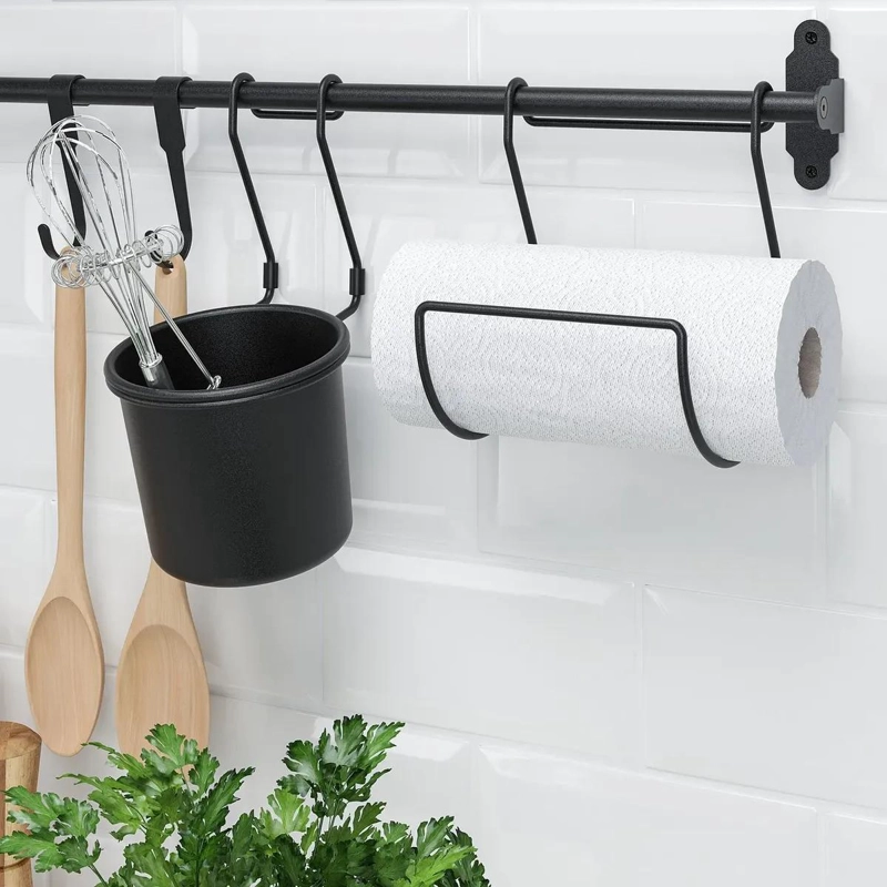 PORTARROLLOS DE COCINA DE PARED EN ACERO NEGRO 14.5X19 CM - 2