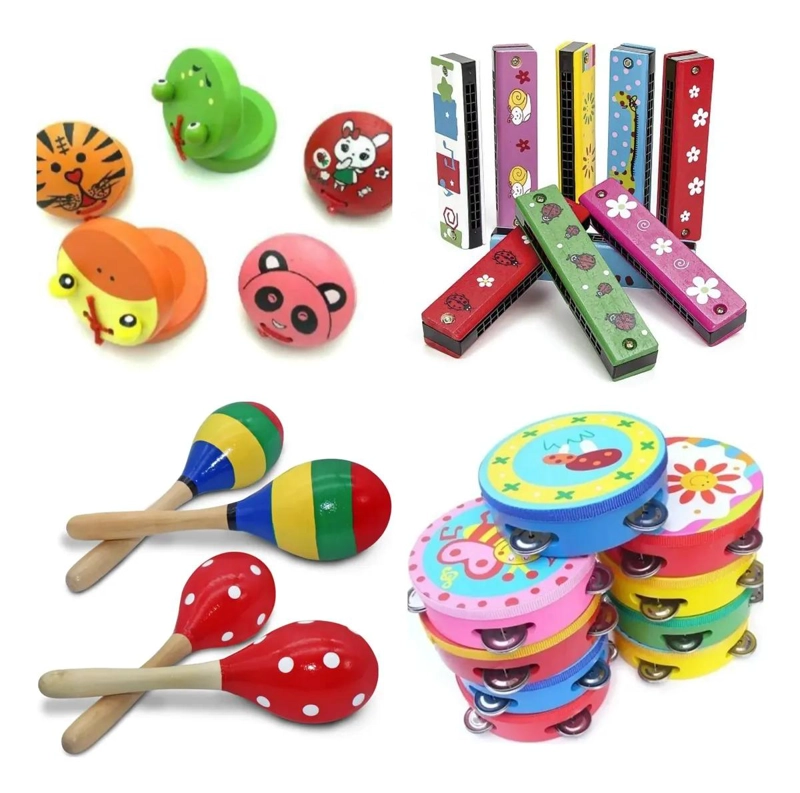 PACK DE 4 INSTRUMENTOS MUSICALES DE MADERA PARA NIÑOS - 1