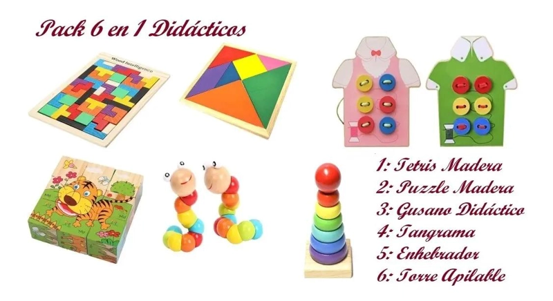 PACK DE JUEGOS DIDACTICOS DE MADERA PARA NIÑOS - 2