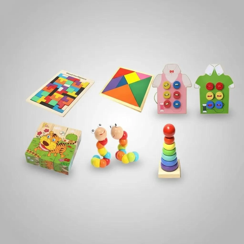 PACK DE JUEGOS DIDACTICOS DE MADERA PARA NIÑOS - 3